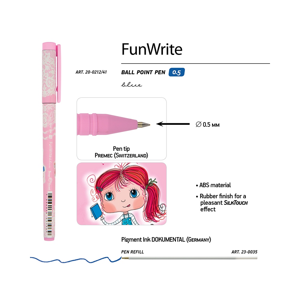 Bruno Visconti ручка шариковая FunWrite 0.5 мм 20-0212/41 Девочка цвет чернил: синий Фото 3.