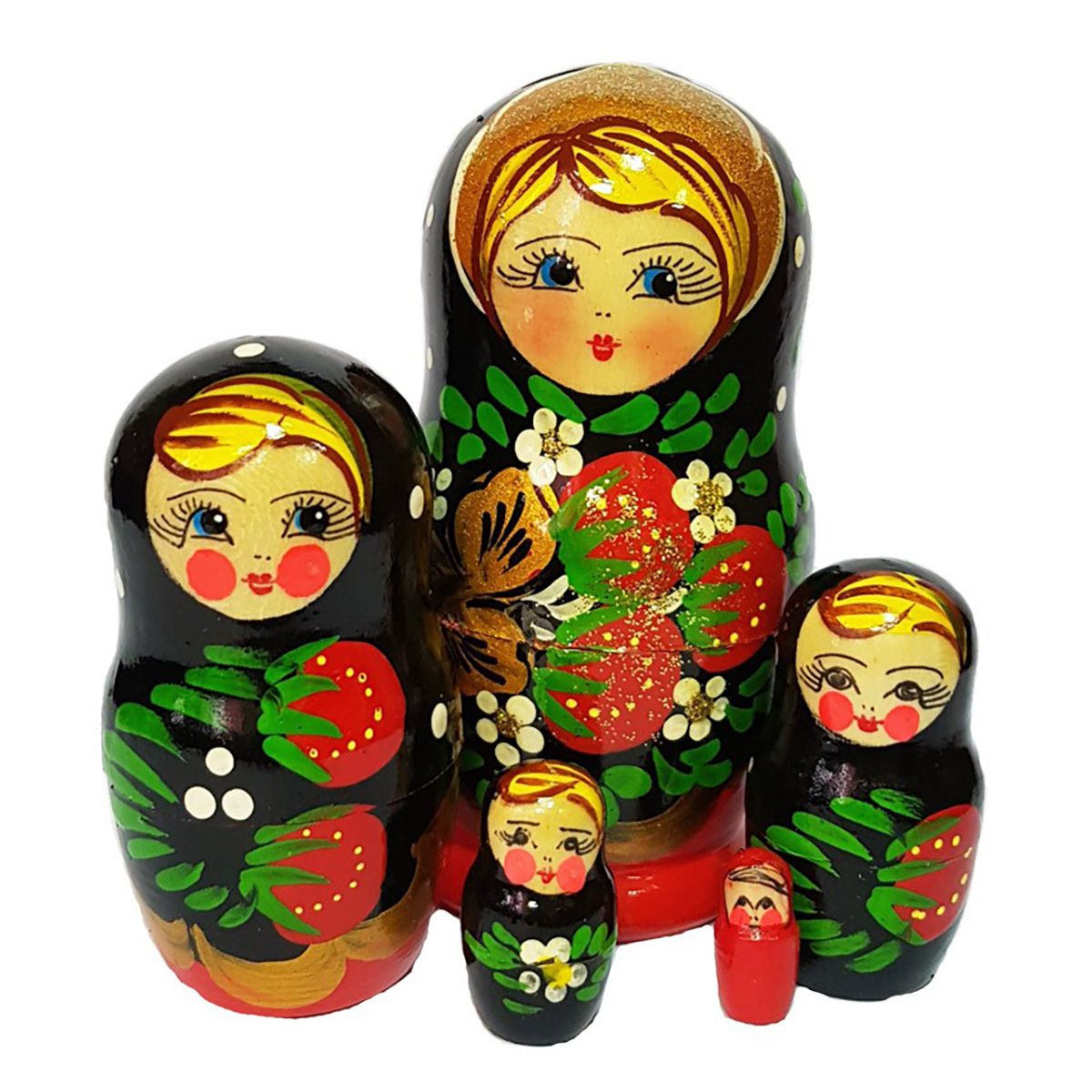 МатрёшИгрушка Матрешка 5 в 1 малая, в коробке 6 х 6 х 13 см Ягодки, Клубничка М05110211К Фото 1.