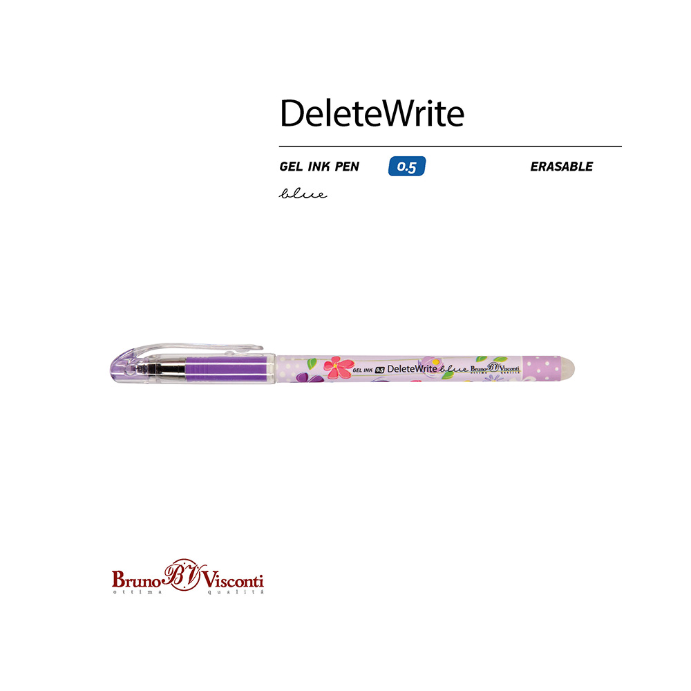 Bruno Visconti ручка гелевая(пиши-стирай) DeleteWrite 0.5 мм 20-0262/03 Цветочки цвет чернил: синий Фото 3.