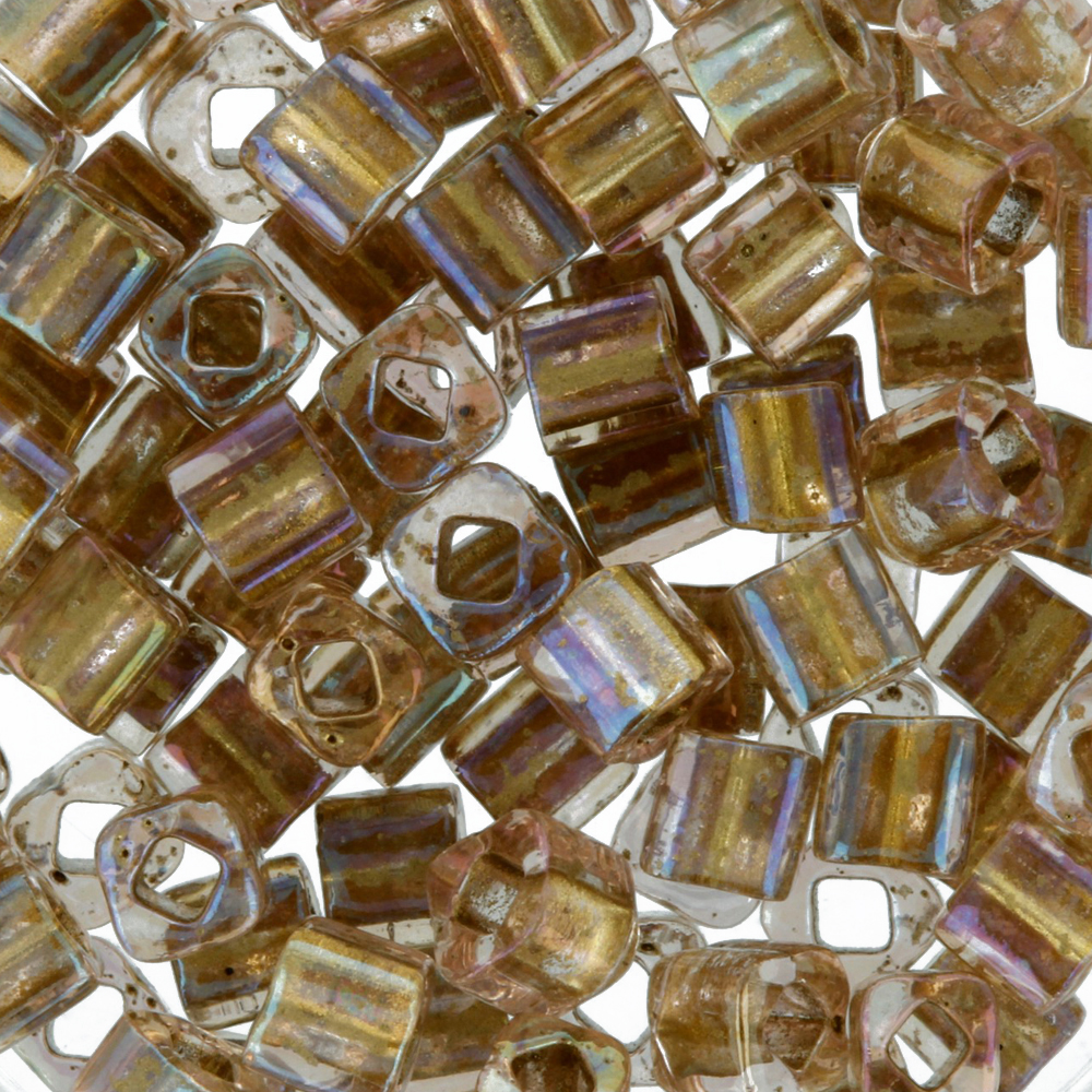 Бисер Япония TOHO CUBE №3 3 мм 5 г №0268 бежевый/радужный Фото 1.