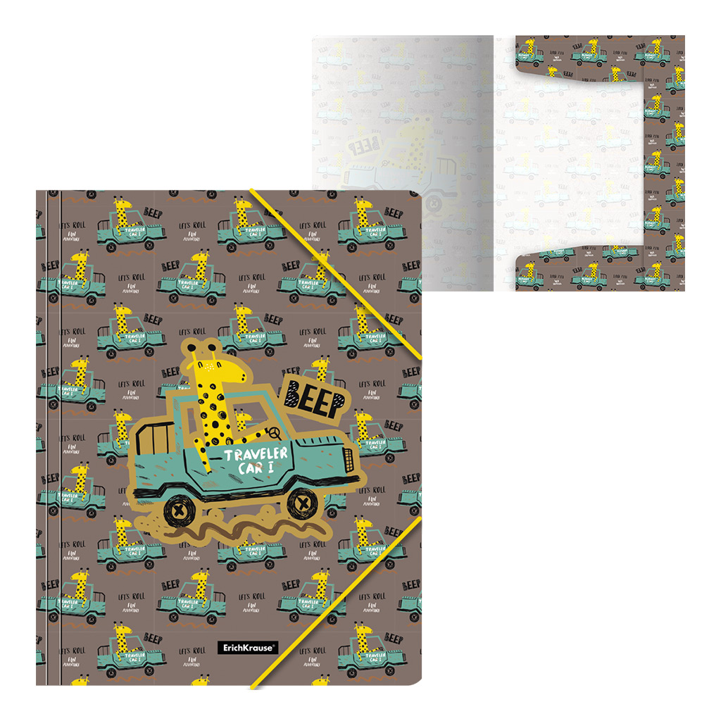 ErichKrause Папка на резинках пластиковая Traveling Giraffe A4 ( 24.5х32х1.4 см) 52890 Фото 1.