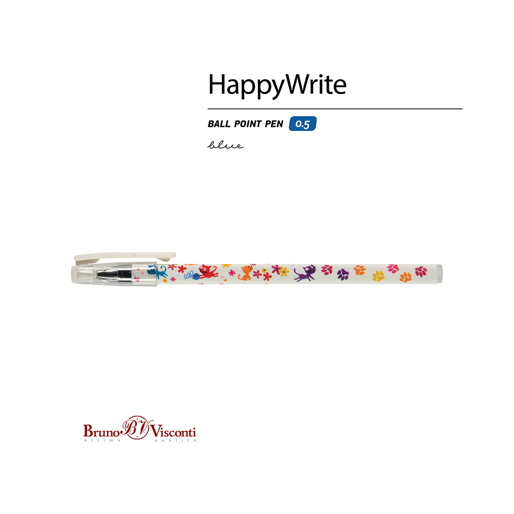 Bruno Visconti ручка шариковая HappyWrite 0.5 мм 20-0117 Котята-лапки цвет чернил: синий Фото 3.