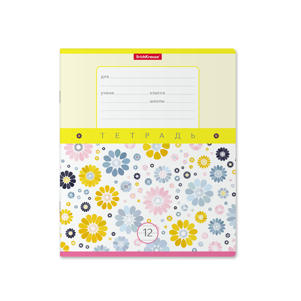 ErichKrause 48819 Тетрадь Floral Print A5+ 170х203 мм 12 л. на скрепке 60 г/кв.м линия Фото 3.