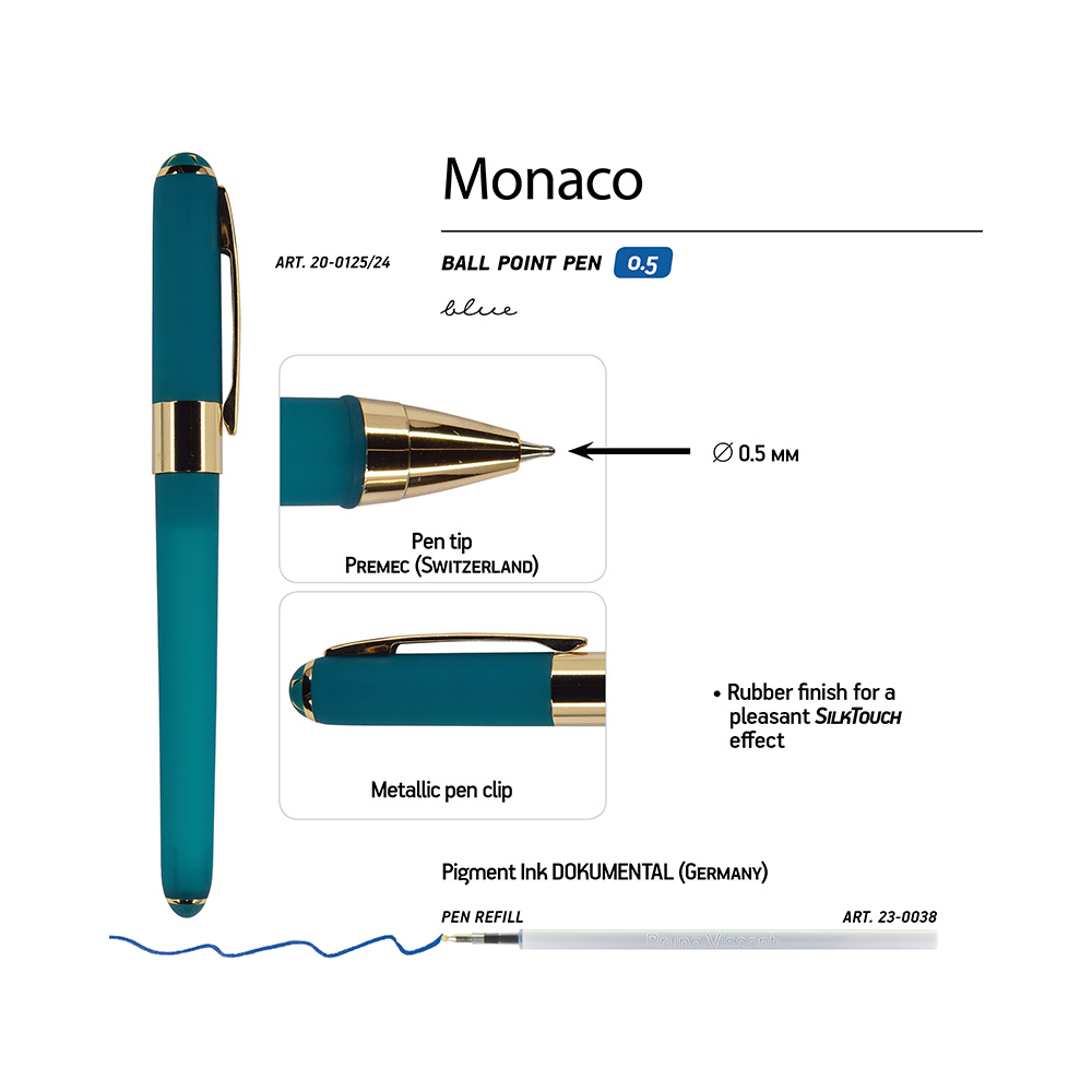 Bruno Visconti ручка шариковая MONACO 0.5 мм 20-0125/24 Морская волна цвет чернил: синий Фото 4.