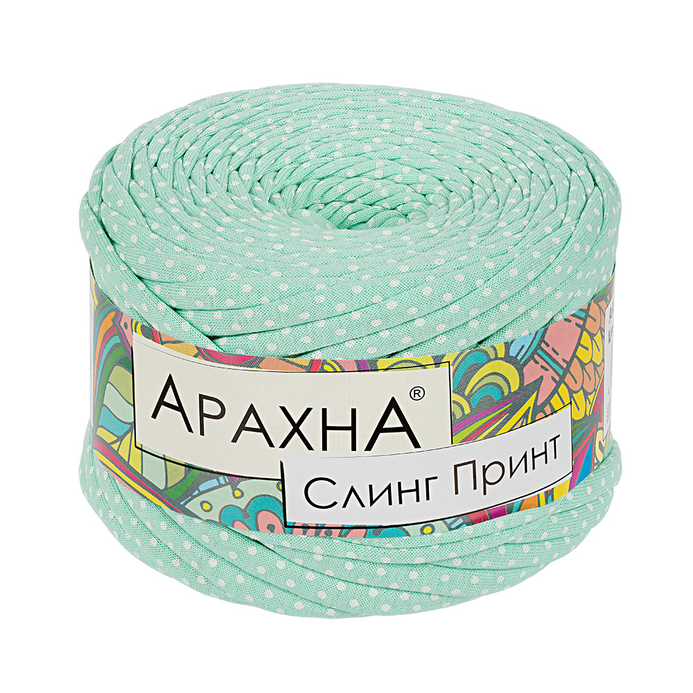 Пряжа ARACHNA Sling Print 100% хлопок 150 г ± 10 г 50 м № 007 горошек_св.бирюзовый Фото 1.