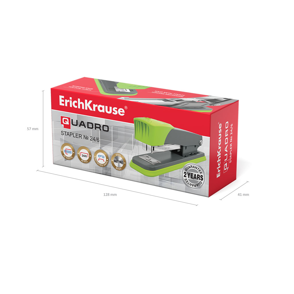 ErichKrause Степлер Quadro Half-strip № 24/6 до 30 листов серо-зеленый 46407 Фото 4.