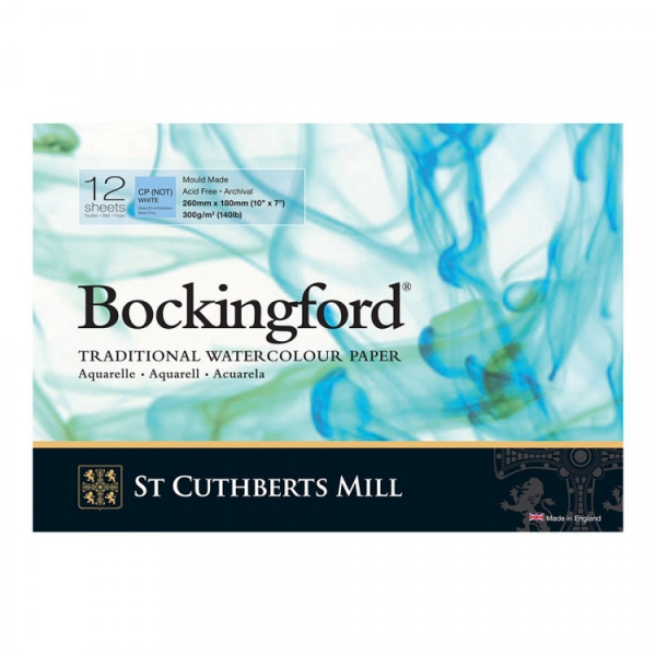 St. Cuthberts Mill Альбом для акварели Bockingford CP 100% целлюлоза 300 г/м2 18 х 26 см склейка с одной стороны 12 л. T47130001011B среднезернистая Фото 1.