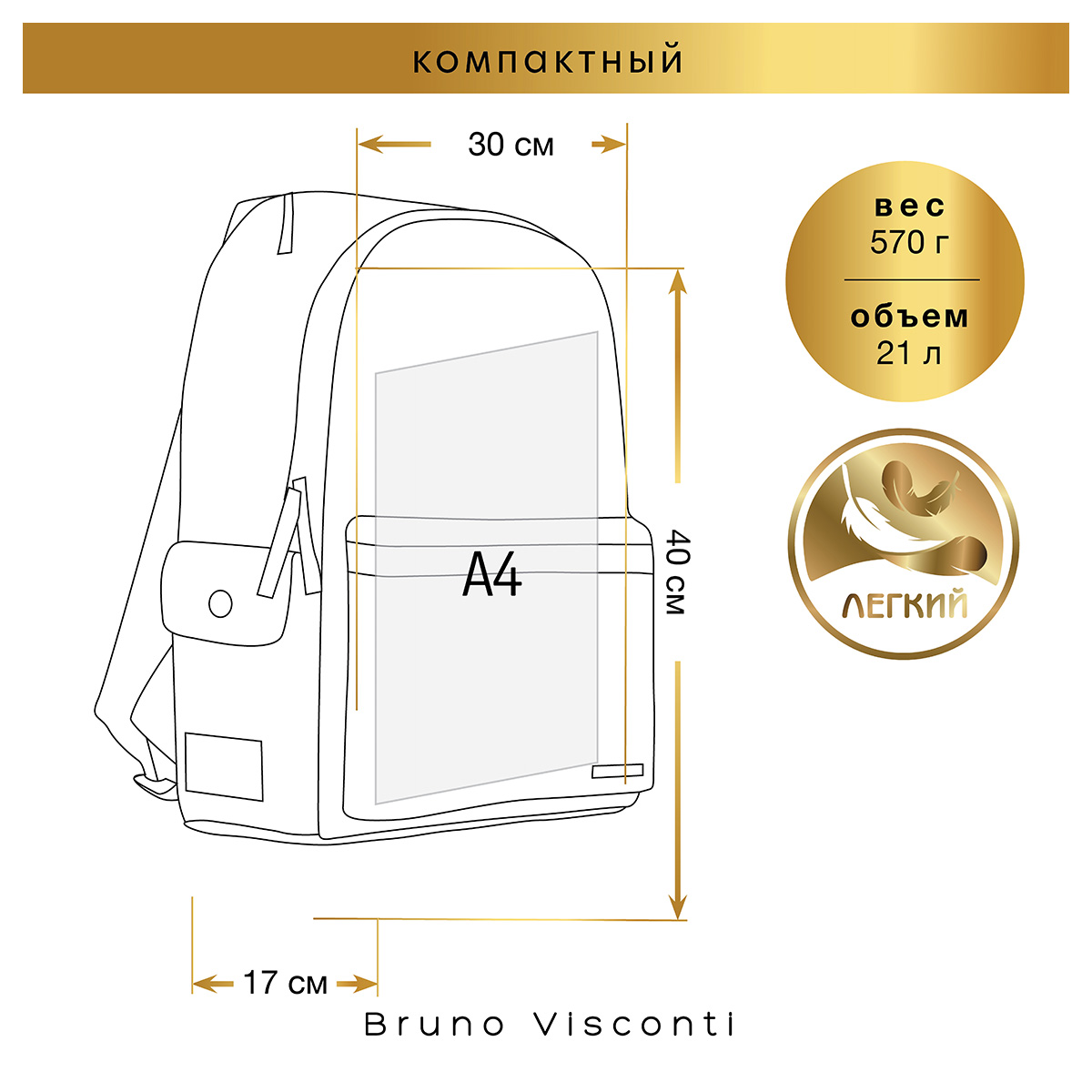 Bruno Visconti Рюкзак молодежный DEEP LEARNING 40 х 30 х 9 см 12-003-161/02 Фото 3.