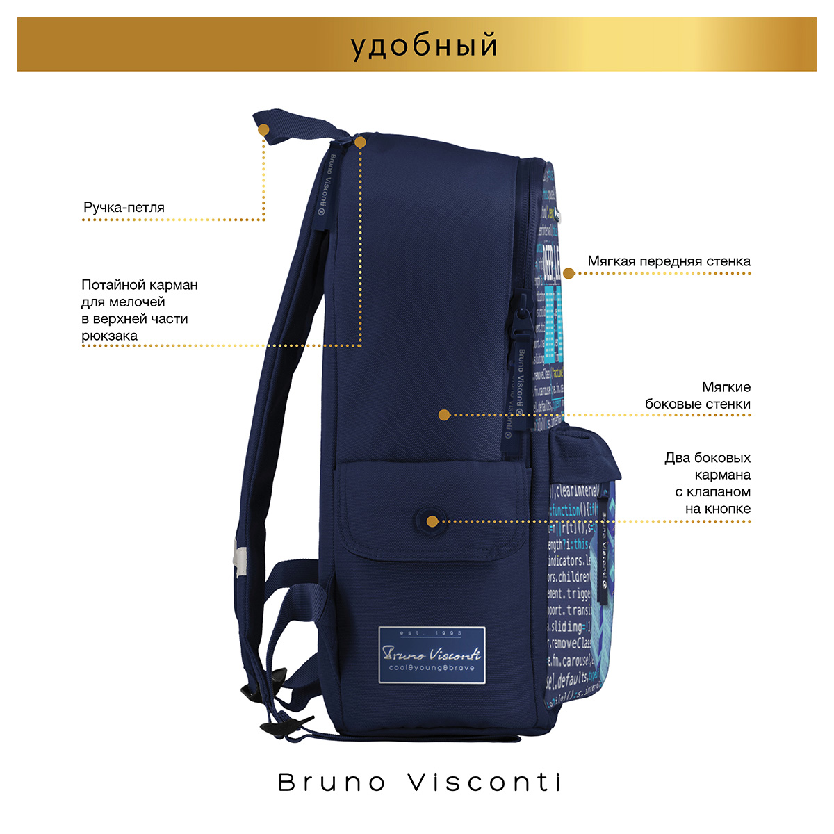Bruno Visconti Рюкзак молодежный DEEP LEARNING 40 х 30 х 9 см 12-003-161/02 Фото 9.