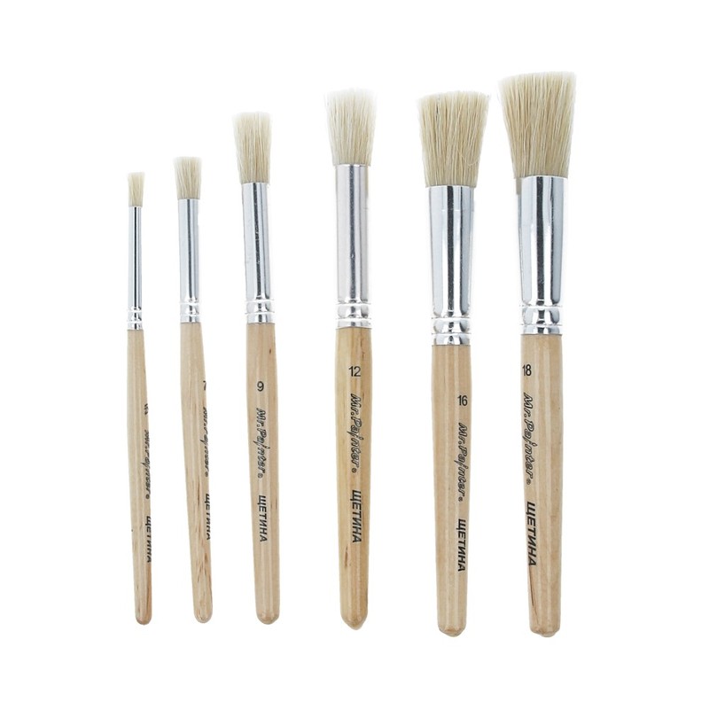 Набор кистей Mr.Painter набор трафаретных кистей SB-06 6 шт. короткая ручка круглые № 5, 7, 9, 12, 16, 18 Фото 2.