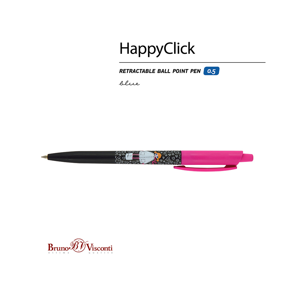 Bruno Visconti ручка автоматическая шариковая HappyClick 0.5 мм 20-0241/08 Девочка с собачкой цвет чернил: синий Фото 3.