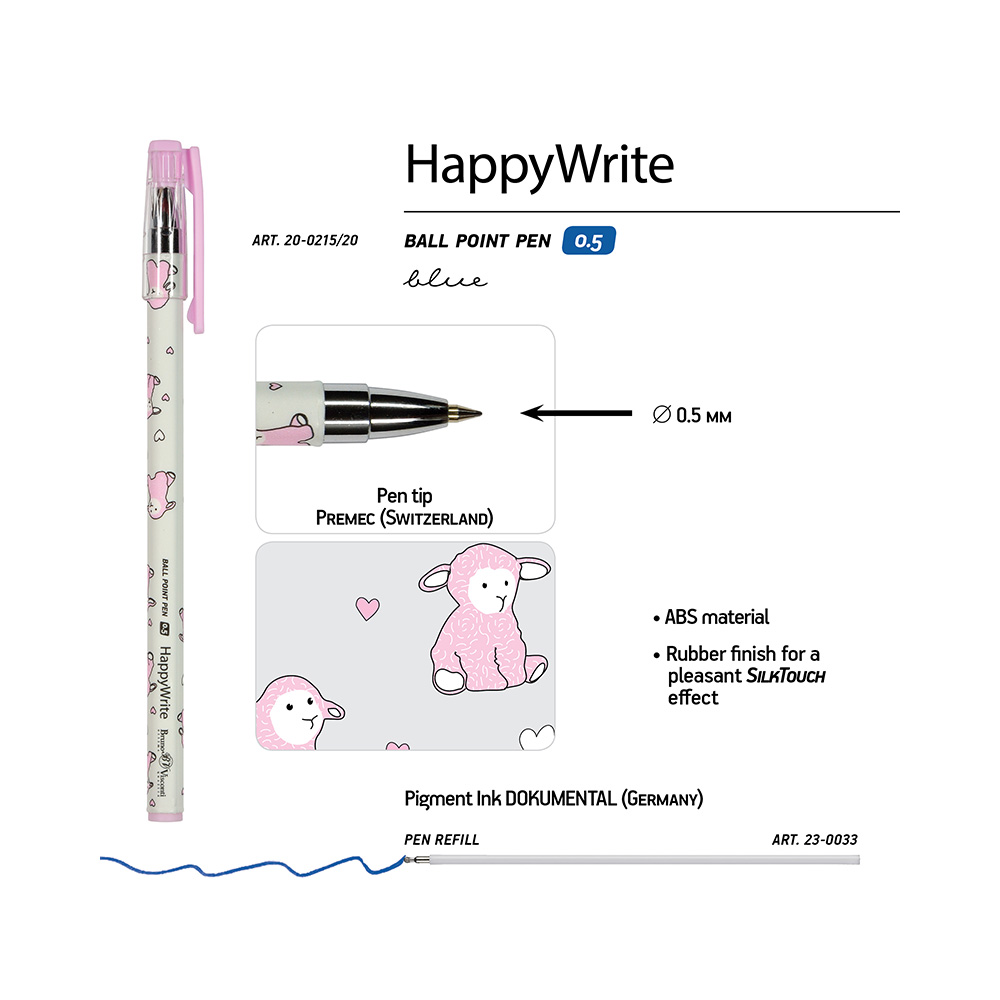 Bruno Visconti ручка шариковая HappyWrite 0.5 мм 20-0215/20 Овечки цвет чернил: синий Фото 4.