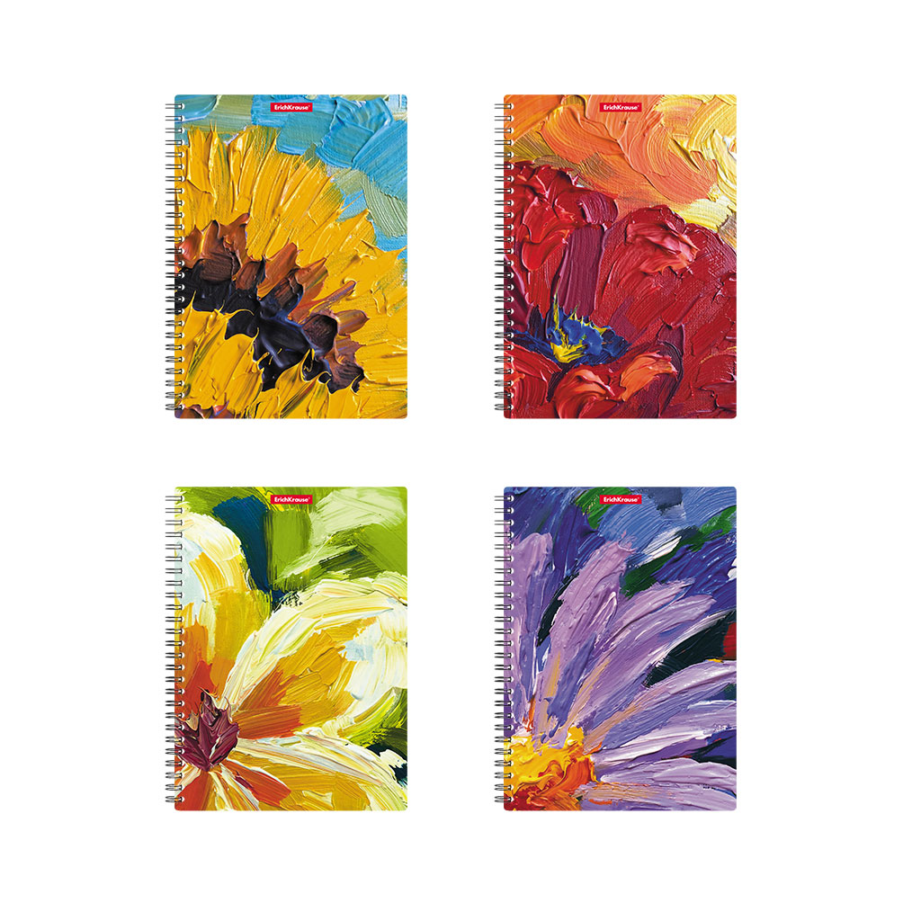 ErichKrause 53148 Тетрадь общая с пластиковой обложкой Flowers A5 148х210 мм 80 л. на спирали 60 г/кв.м клетка Фото 2.