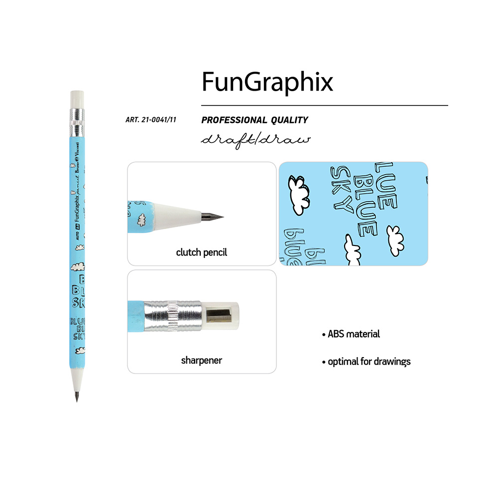 Bruno Visconti Карандаш механический цанговый с точилкой FunGraphix 2 мм 21-0041/11 HB Синее небо Фото 4.