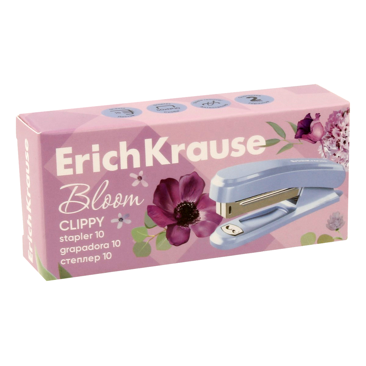 ErichKrause Степлер Clippy Pastel Bloom № 10 до 15 листов ассорти 61740 Фото 4.