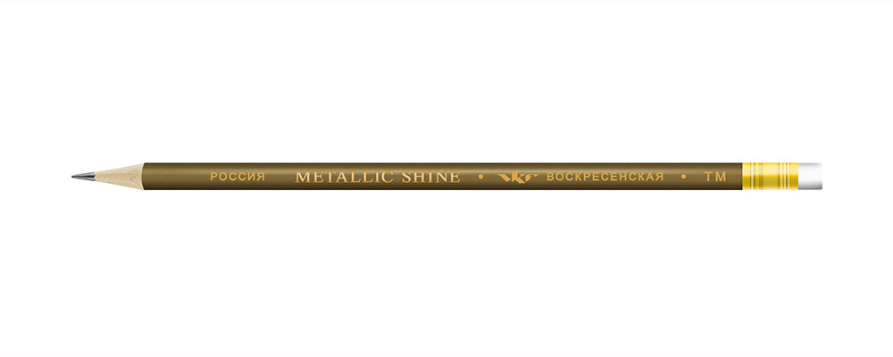 ВКФ Metallic shine MS03-12Д Карандаш графитный круглый с ластиком заточенный ТМ (HB) Фото 1.