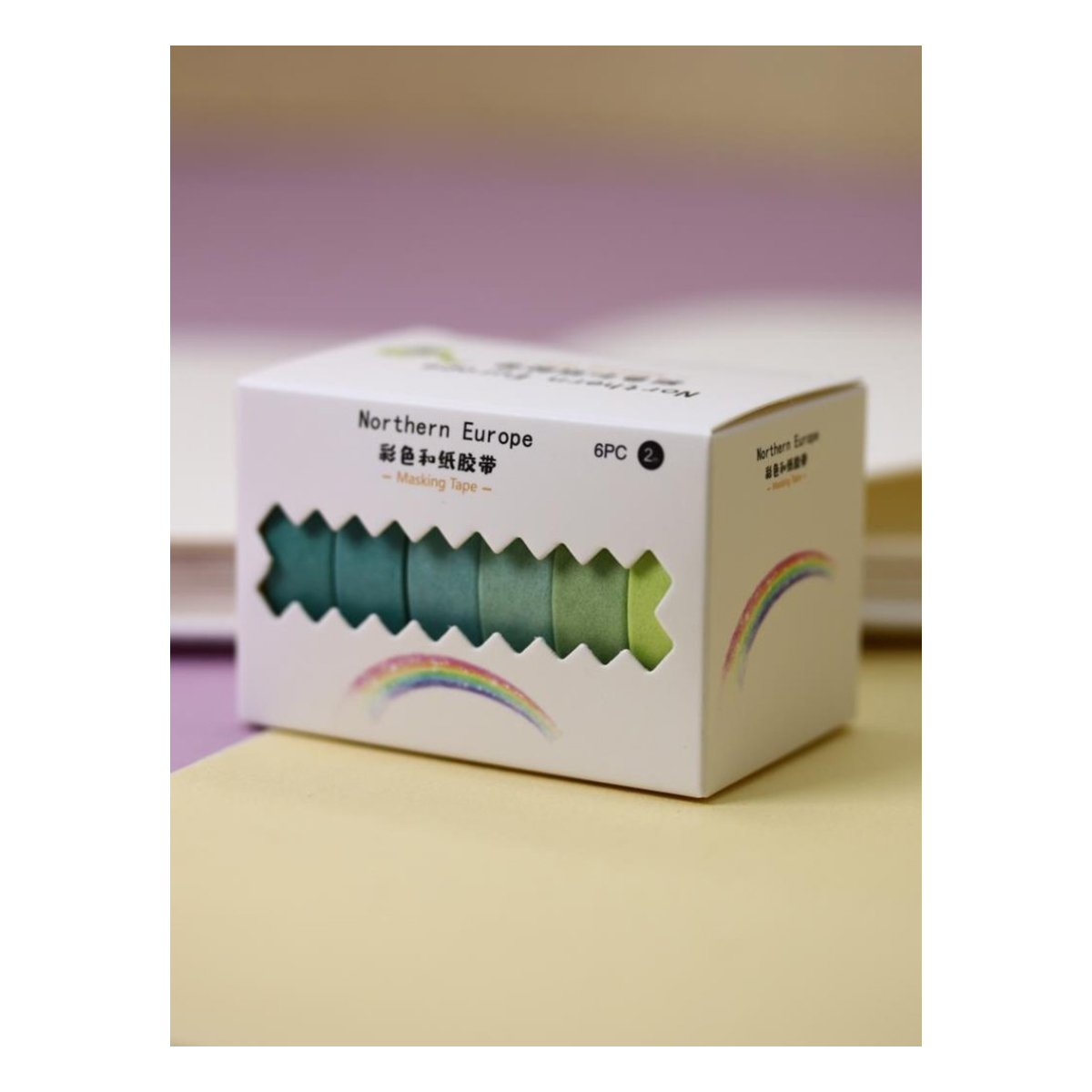 ILIKEGIFT Набор декоративного скотча 6шт в уп. 1 см х 2 м 6 шт. Classic colored, green 620-01 Фото 1.