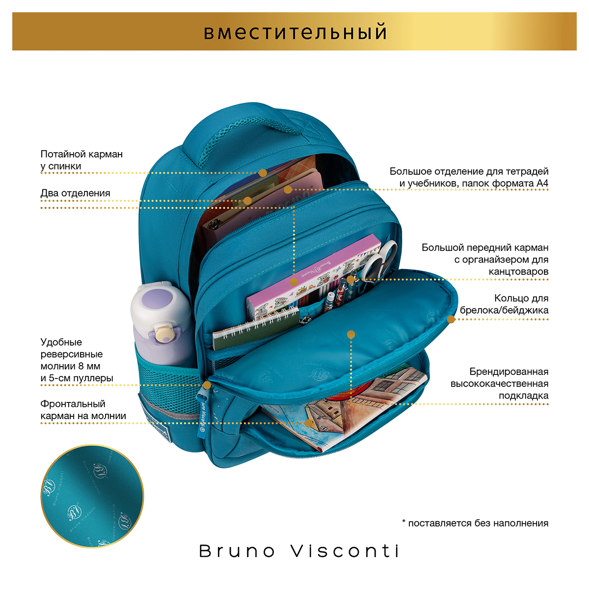 Bruno Visconti Рюкзак с эргономичной спинкой TOON TOWN.КРУТОЙ КОТИК 40 х 30 х 8.5 см 12-002-236/09 Фото 3.