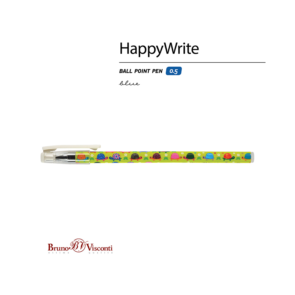 Bruno Visconti ручка шариковая HappyWrite 0.5 мм 20-0151 Черепашки цвет чернил: синий Фото 3.