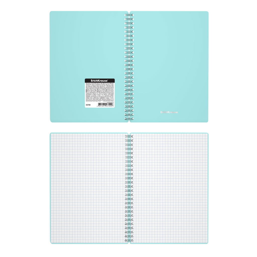 ErichKrause 53700 Тетрадь общая с пластиковой обложкой Pastel Mint A5 148х210 мм 80 л. на спирали 60 г/кв.м клетка Фото 2.
