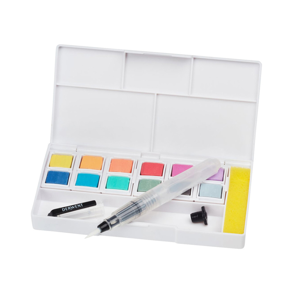 Краска акварель Derwent Набор красок Pastel Shades в пластиковой упаковке 12 цв. 2305865 пастельные цвета Фото 2.