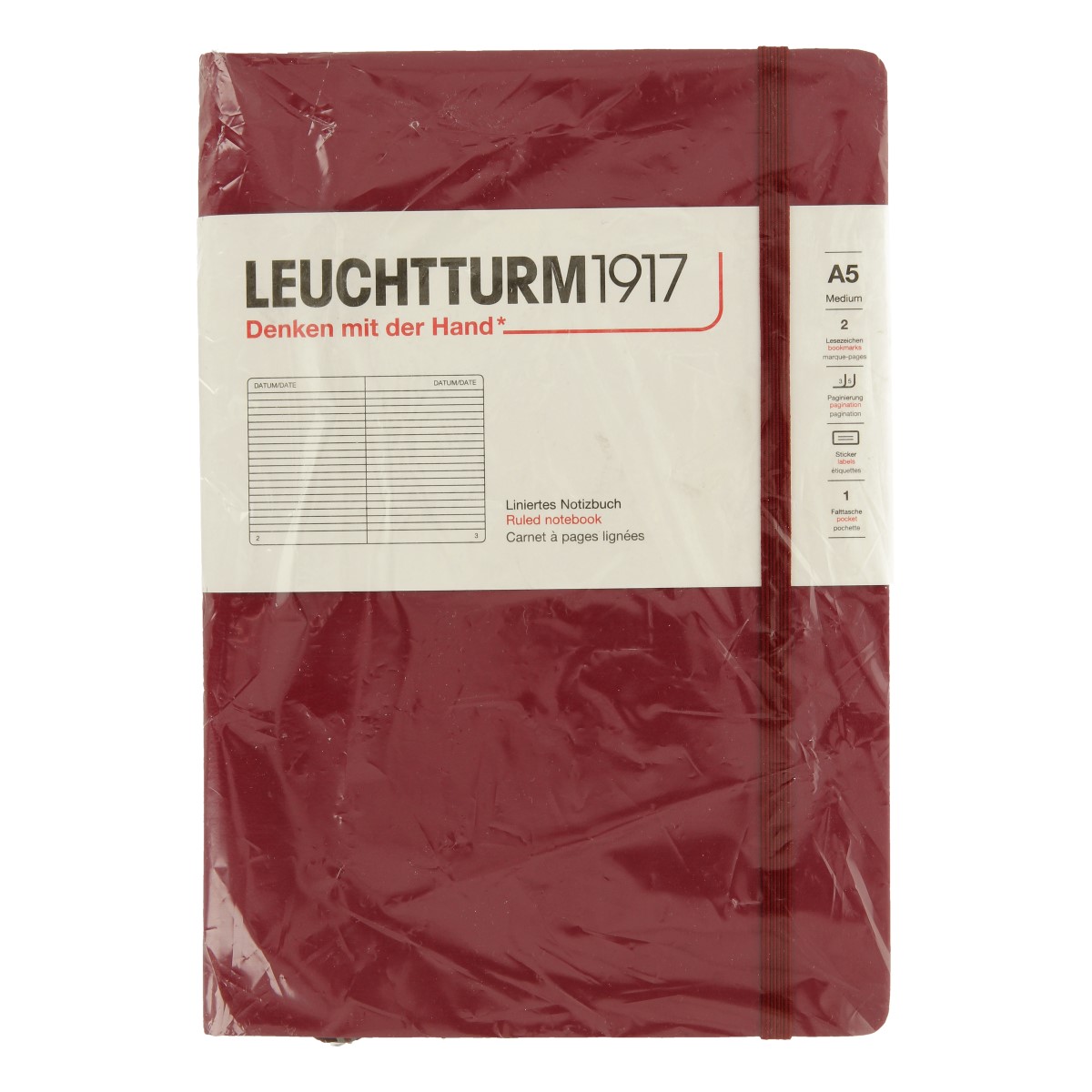 Leuchtturm1917 Classic блокнот A5- 251 л. в линейку, красный портвейн 359691 Фото 1.