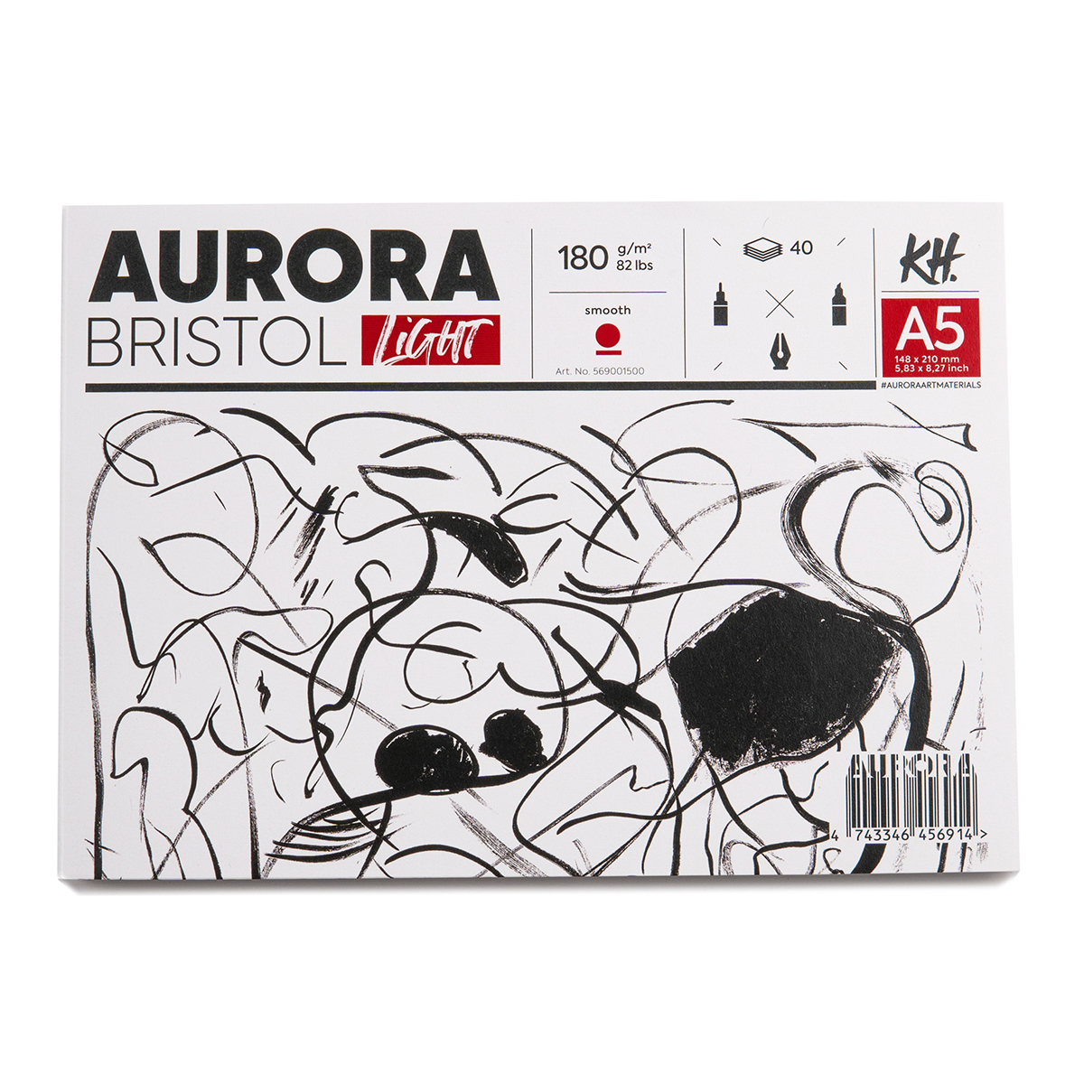 AURORA Альбом бумаги Bristol Light 180 г/м2 A5 14.8 х 21 см склейка с одной стороны 40 л. AU569001500 Фото 2.