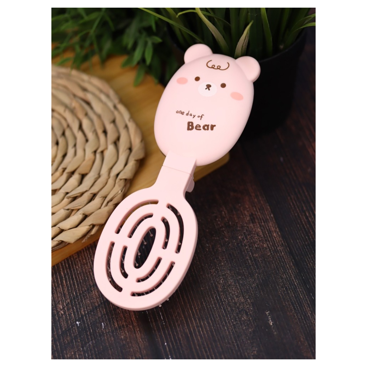 Расческа Bear folding 14.8 х 21.5 см pink 3546A-03 Фото 3.