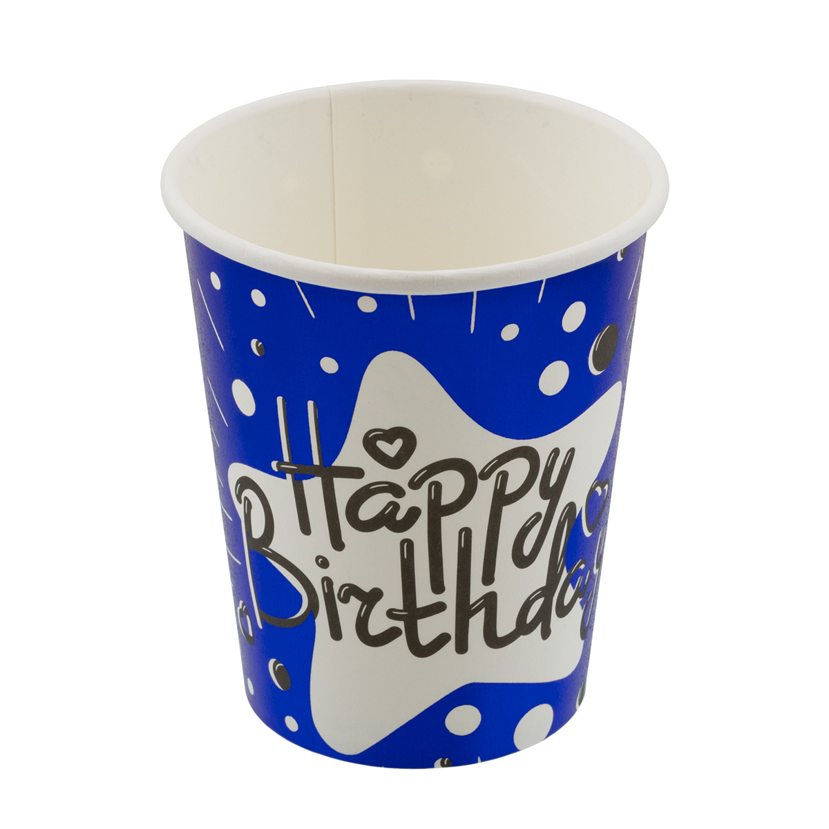 BOOMZEE TSS-04 Стаканы бумажные 250 мл 6 шт. 03_Happy birthday_ синие Фото 1.