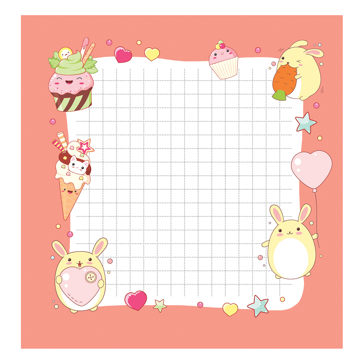 Контэнт Блокнот Kawaii КР ( 130 x 130 мм) 32 л. клетка Голубой 99907458 Фото 2.