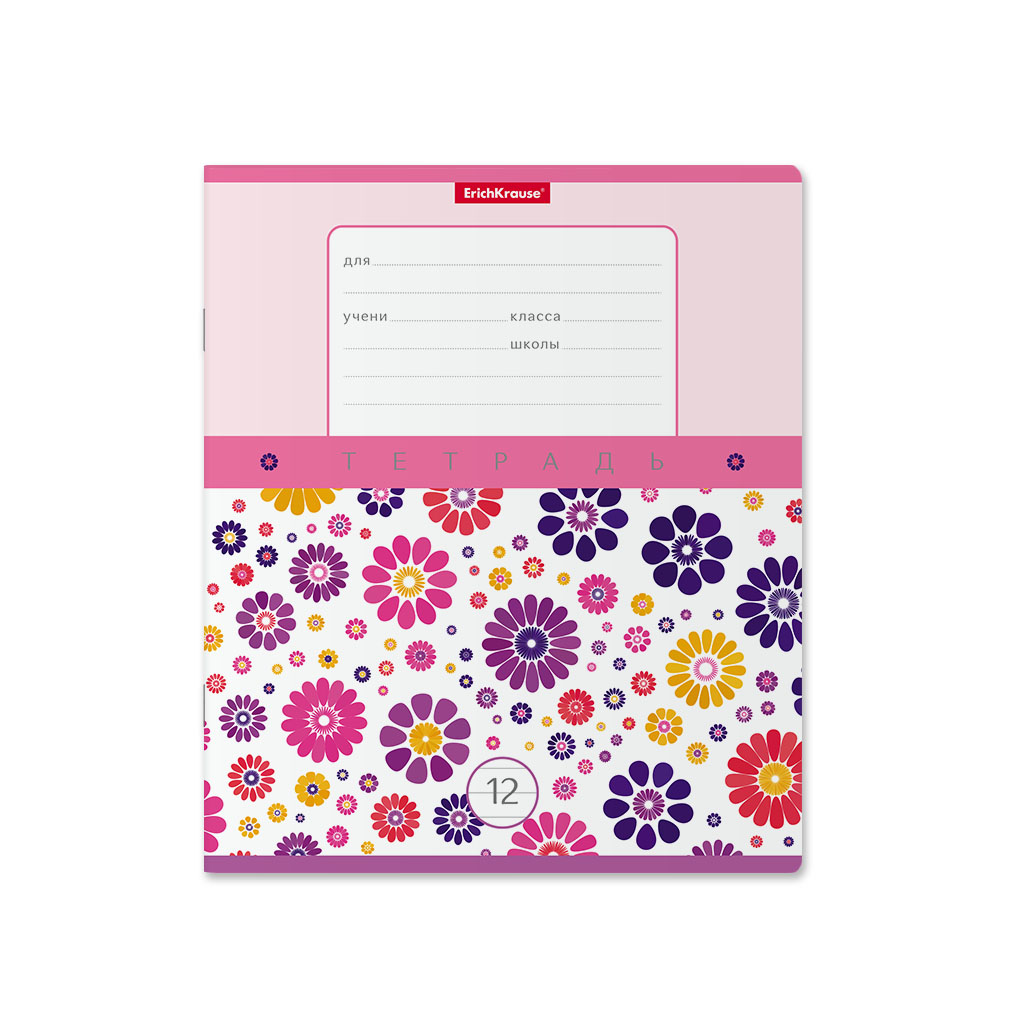 ErichKrause 48819 Тетрадь Floral Print A5+ 170х203 мм 12 л. на скрепке 60 г/кв.м линия Фото 4.