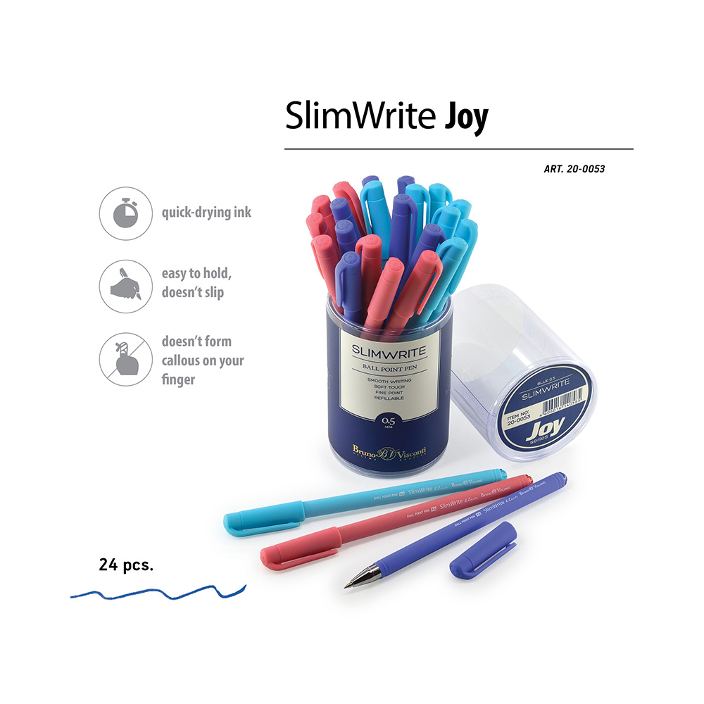 Bruno Visconti ручка шариковая SlimWrite 0.5 мм 20-0053 JOY цвет чернил: синий Фото 2.