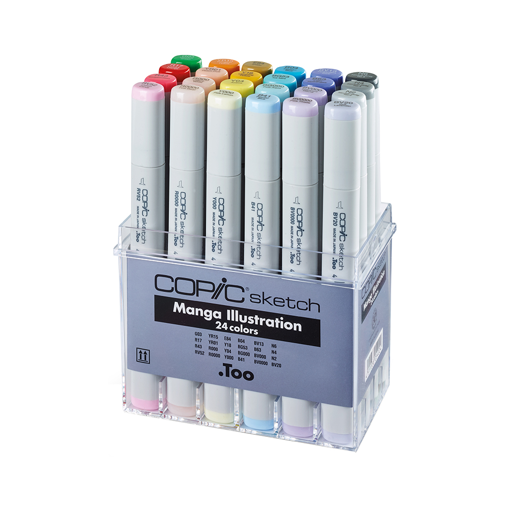 Copic Sketch набор маркеров 1-8 мм 24 цв. кисть/перо скошенное 21075525 манга иллюстрация Фото 1.