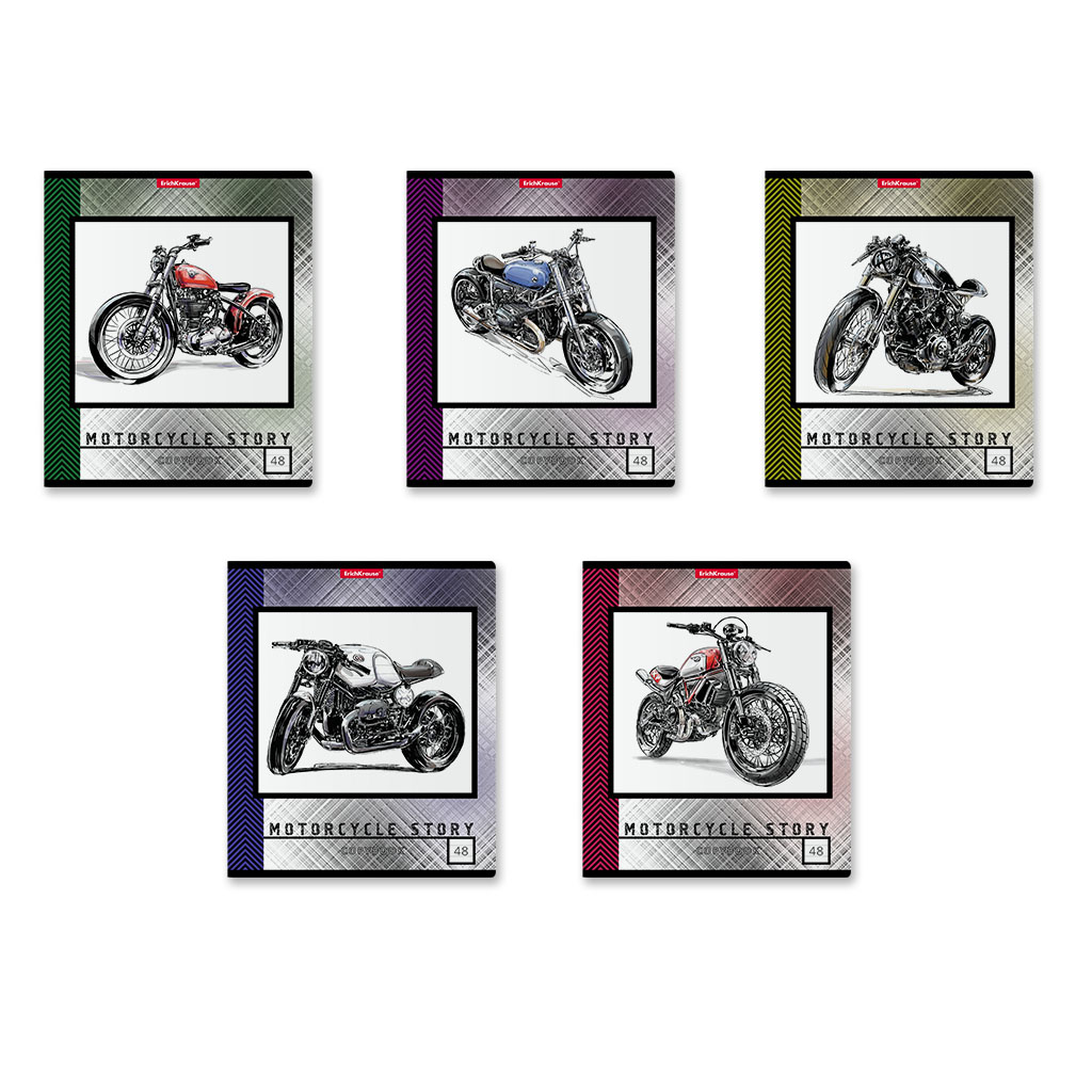 ErichKrause 49644 Тетрадь общая Motorcycle Story A5+ 170х203 мм 48 л. на скрепке 60 г/кв.м линия Фото 2.