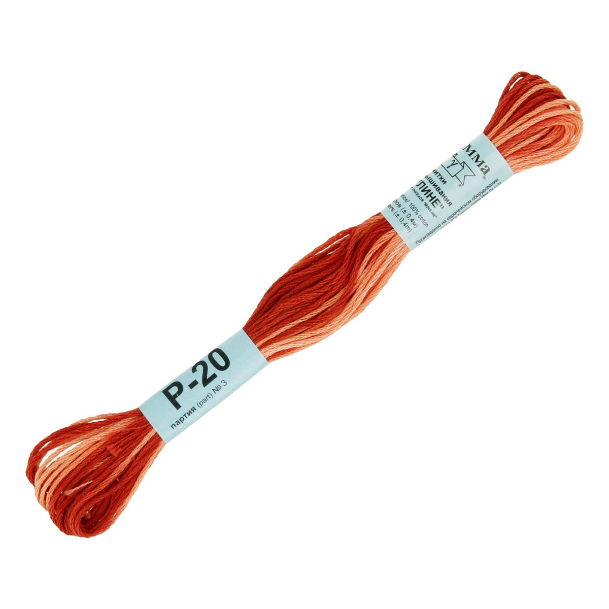 Нитки для вышивания Gamma мулине меланж 100% хлопок 8 м Р-20 охра-бл.розовый Фото 1.