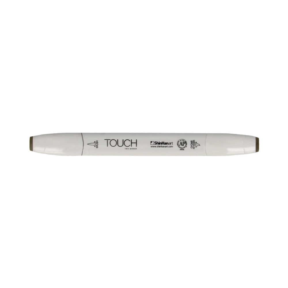 TOUCH TWIN BRUSH Маркер 1-8 мм кисть/перо скошенное 1210225 оливковый зеленый Y225 Фото 1.