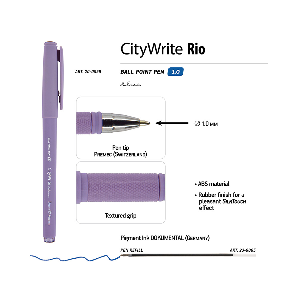 Bruno Visconti ручка шариковая CityWrite 1 мм 20-0059 RIO цвет чернил: синий Фото 4.