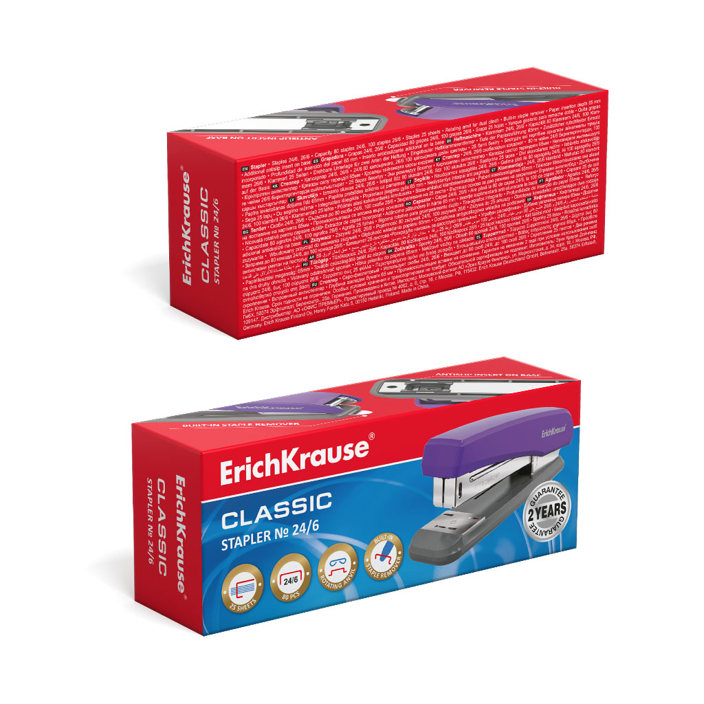 ErichKrause Степлер Classic № 24/6 до 25 листов серо-фиолетовый 47286 Фото 2.