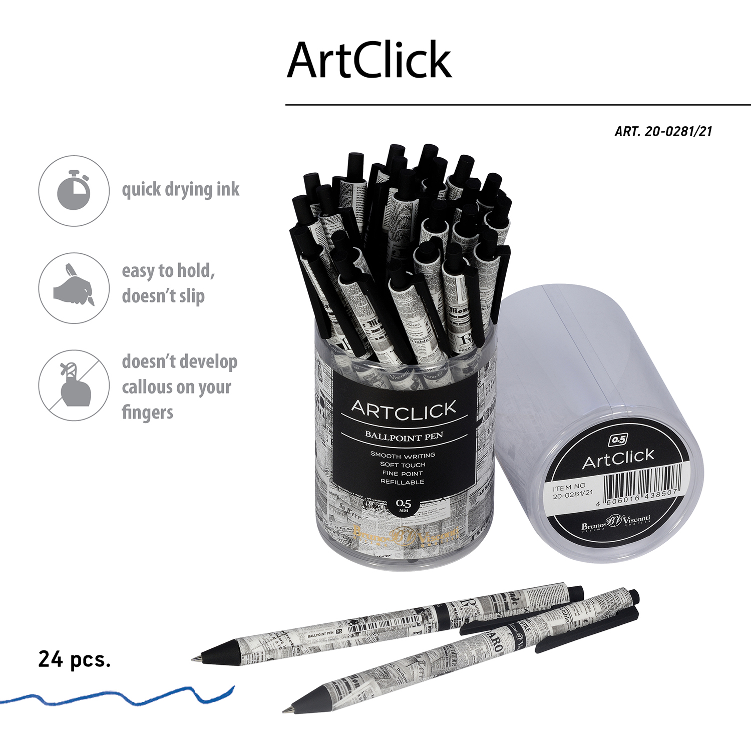 Bruno Visconti ручка шариковая ArtClick 0.5 мм 20-0281/21 Газета цвет чернил: синий Фото 3.