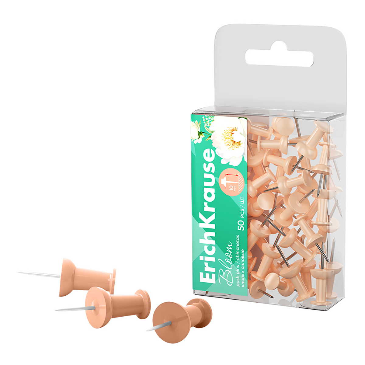 ErichKrause Кнопки силовые Pastel Bloom Peach 50 шт. 62055 Фото 2.