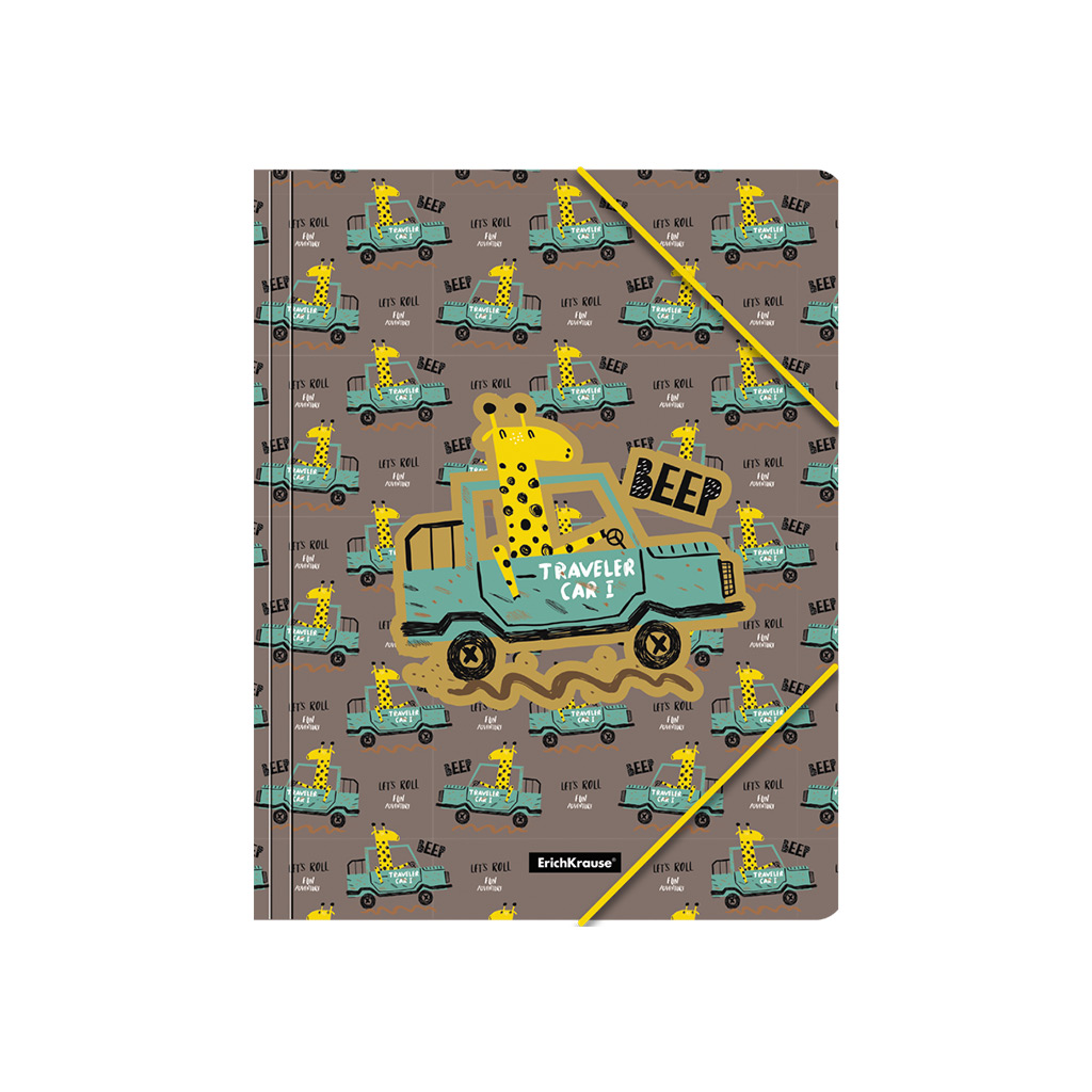 ErichKrause Папка на резинках пластиковая Traveling Giraffe A4 ( 24.5х32х1.4 см) 52890 Фото 3.