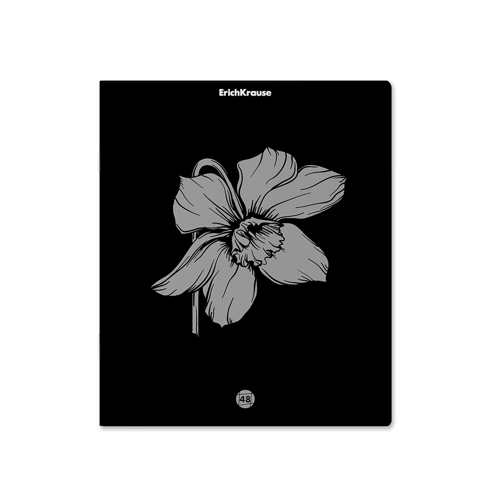 ErichKrause 54253 Тетрадь общая ученическая, Silver Flowers A5+ 170х203 мм 48 л. на скобе 60 г/кв.м клетка . Фото 4.