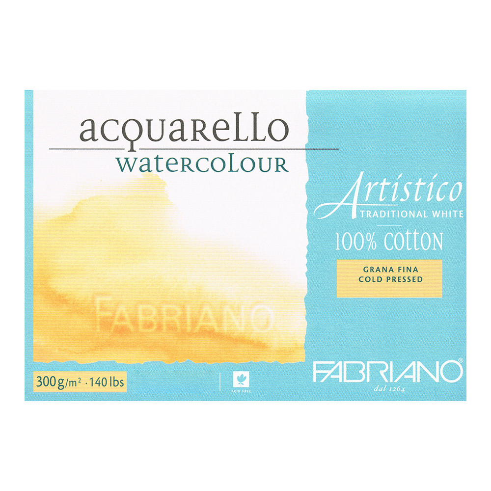 Fabriano Альбом для акварели Artistico Traditional White 100% хлопок 300 г/м2 A3 30 х 45 см склейка с четырех сторон 20 л. 19013045 среднезернистая Фото 1.