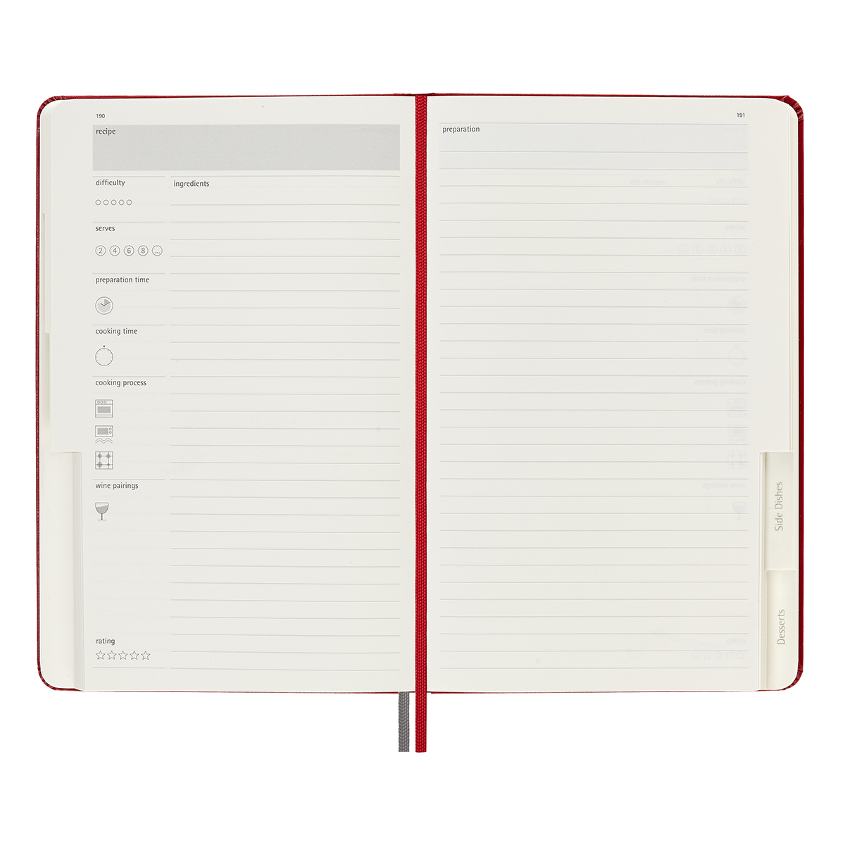 Moleskine Блокнот PASSION RECIPE Large ( 130х210 мм) 200 л. линия/без линовки красный 1075050 Фото 7.
