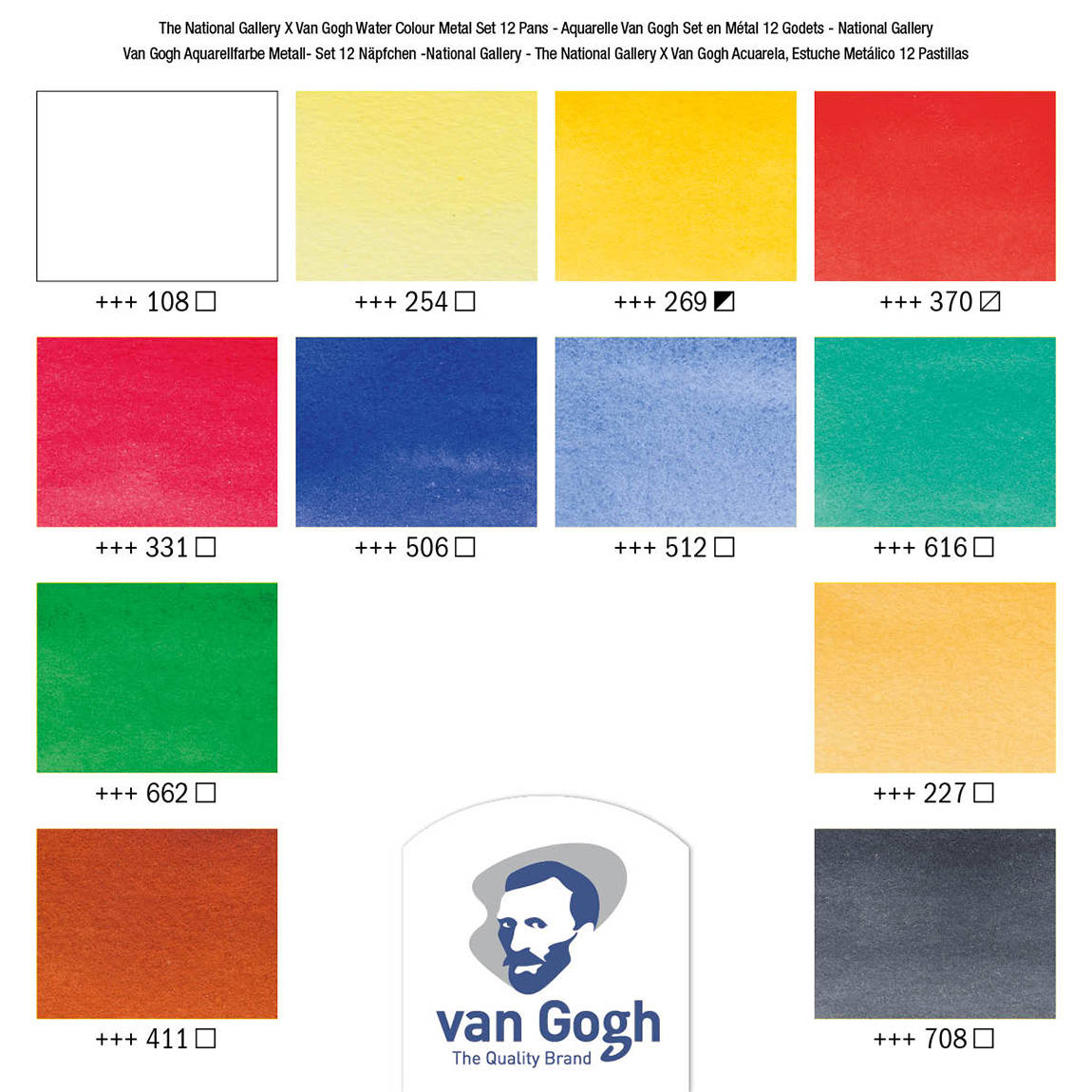 Краска акварель Royal Talens Van Gogh набор National Gallery 12 цв. 1.3 мл 20838712 металлический короб Фото 3.