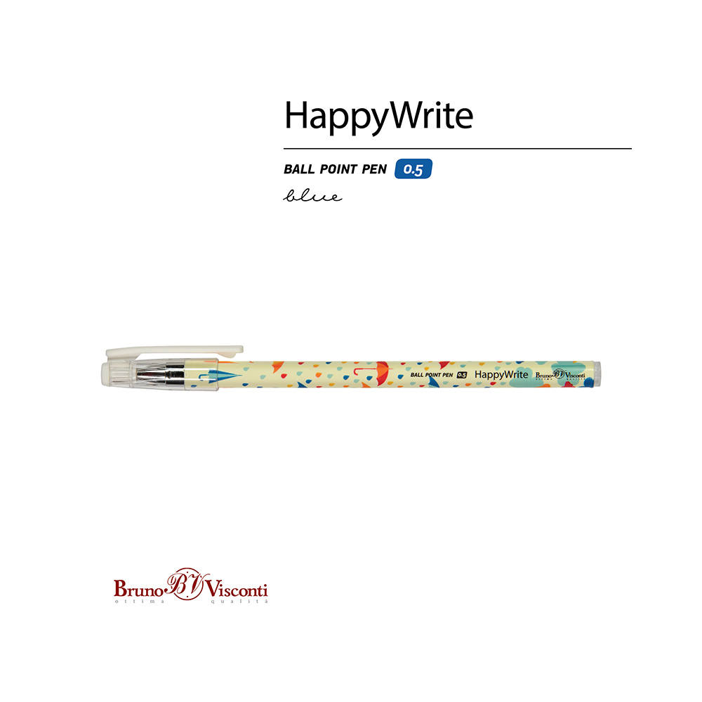 Bruno Visconti ручка шариковая HappyWrite 0.5 мм 20-0215/27 Зонтики цвет чернил: синий Фото 3.