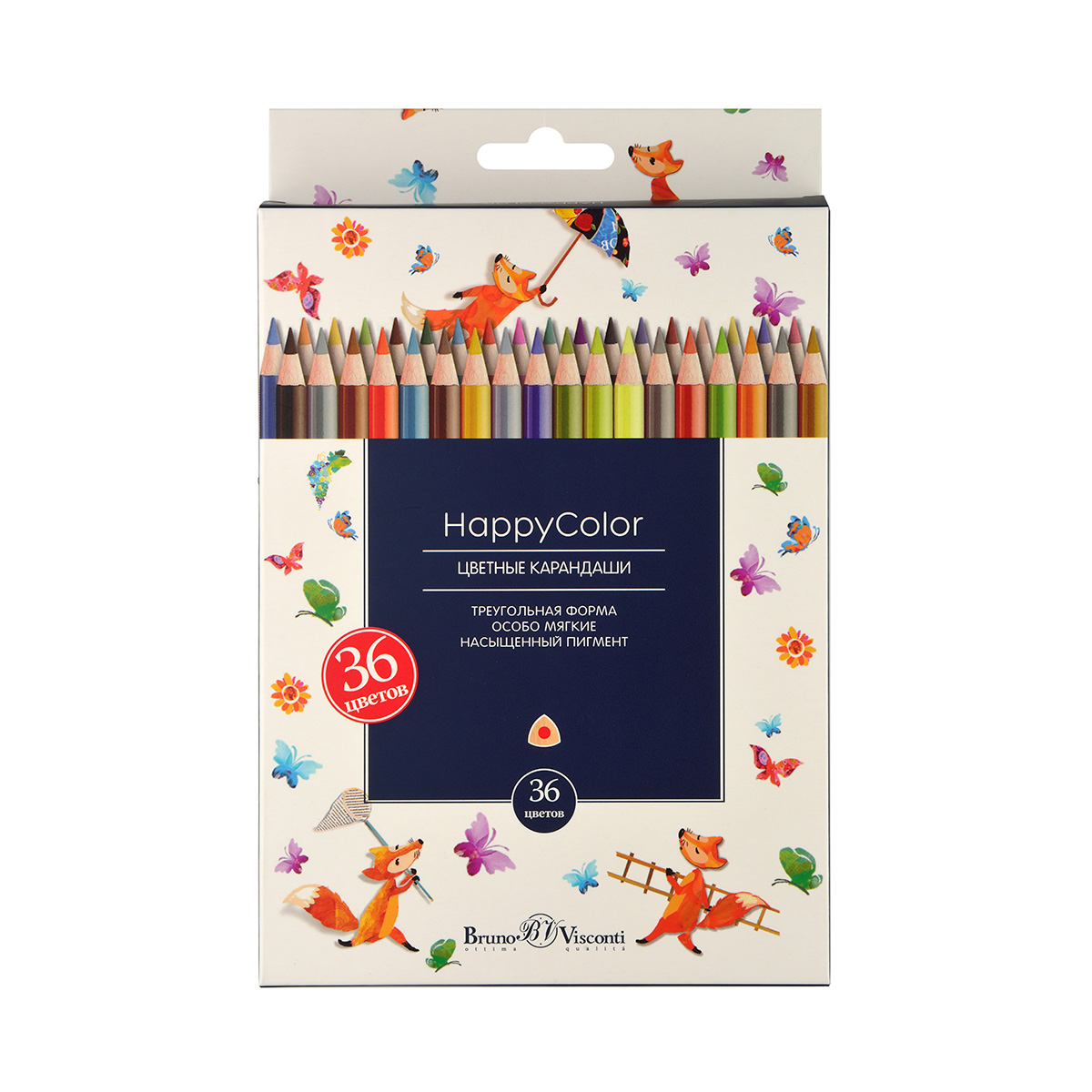 Bruno Visconti Карандаши цветные HAPPYCOLOR заточенный 36 цв. 30-0058 Фото 5.