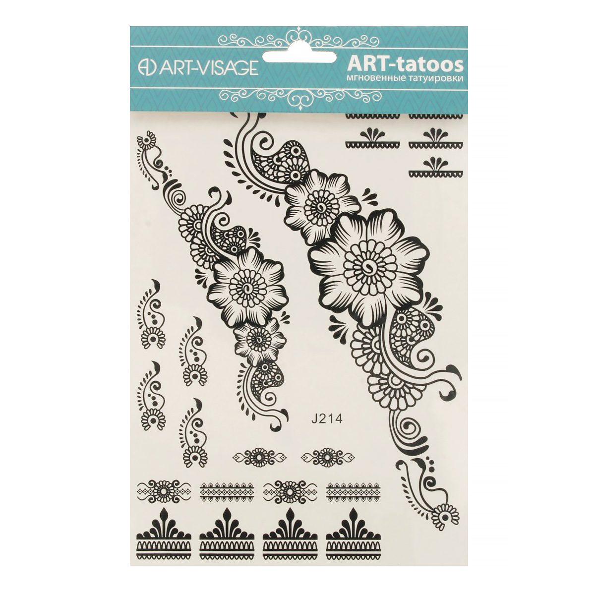 AV Art-tatoos Тату дизайн AV048753 47 - Михенди 7 цветы, орнаменты (черный) Фото 1.