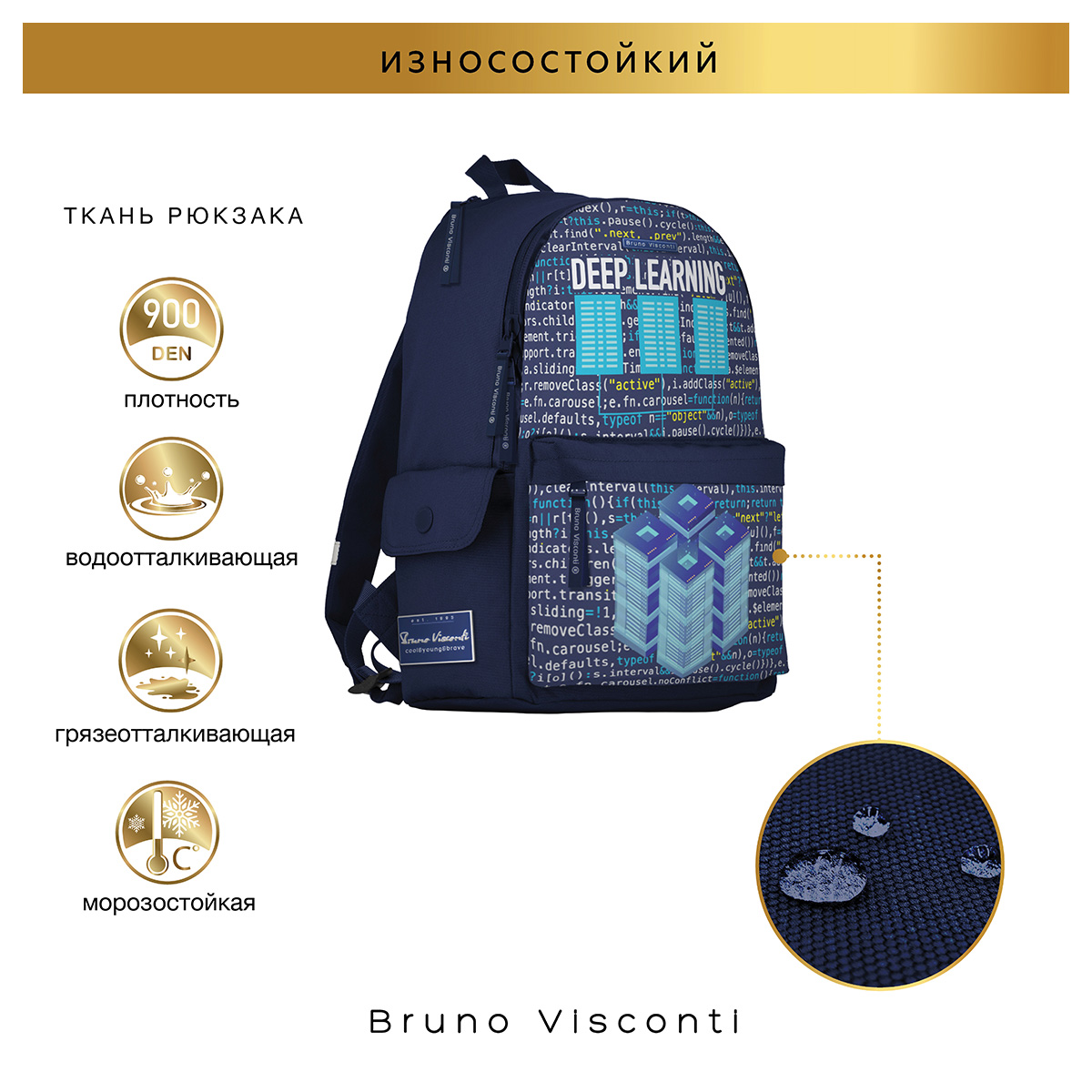 Bruno Visconti Рюкзак молодежный DEEP LEARNING 40 х 30 х 9 см 12-003-161/02 Фото 8.