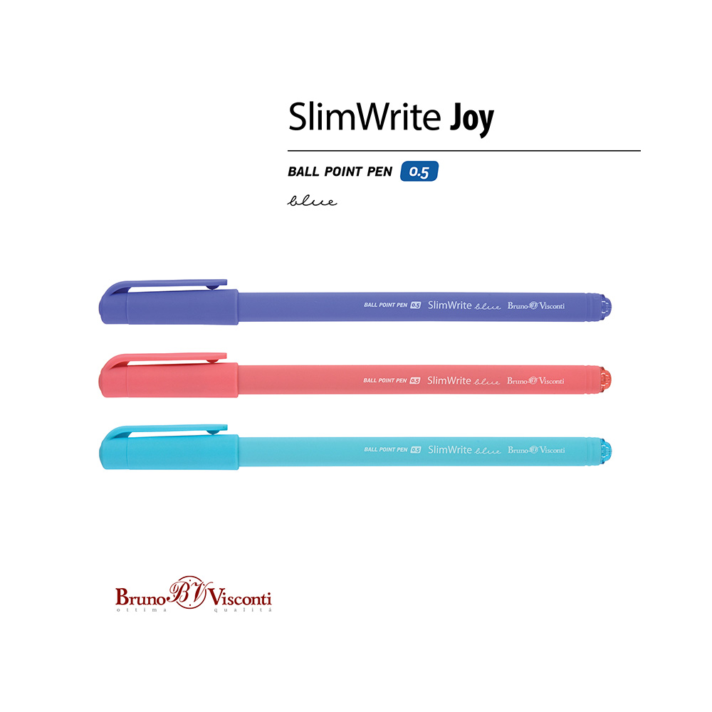 Bruno Visconti ручка шариковая SlimWrite 0.5 мм 20-0053 JOY цвет чернил: синий Фото 3.